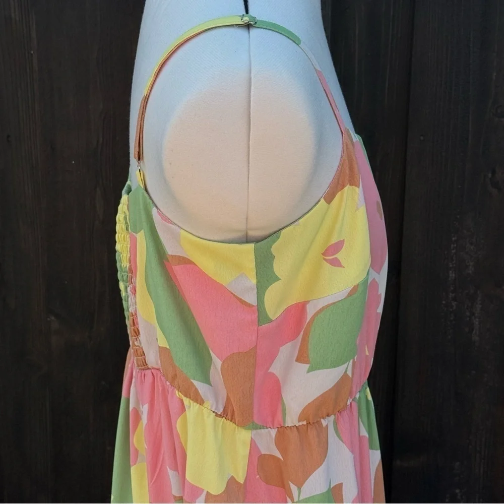 Sanctuary Orange and Pink Spaghetti Strap Midi Sundress